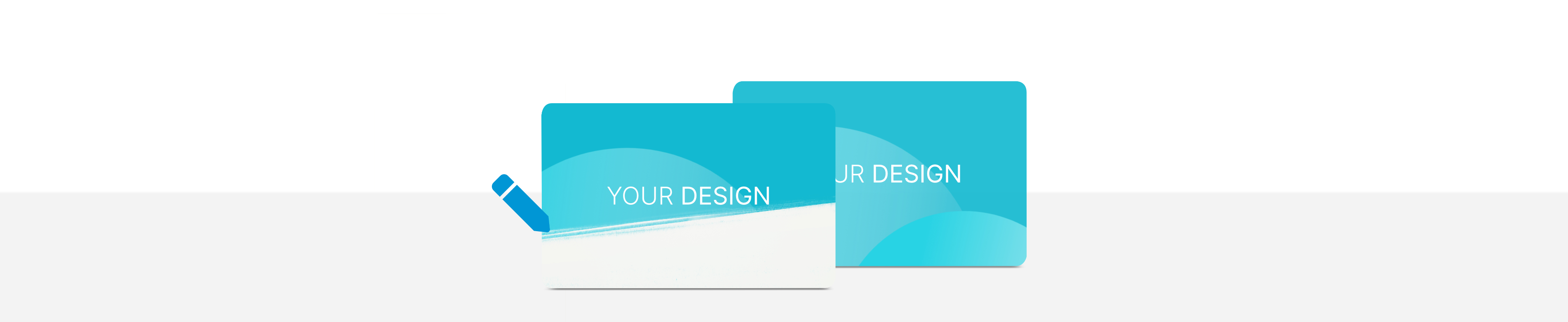 Zwei Karten mit der Aufschrift "Your Design"