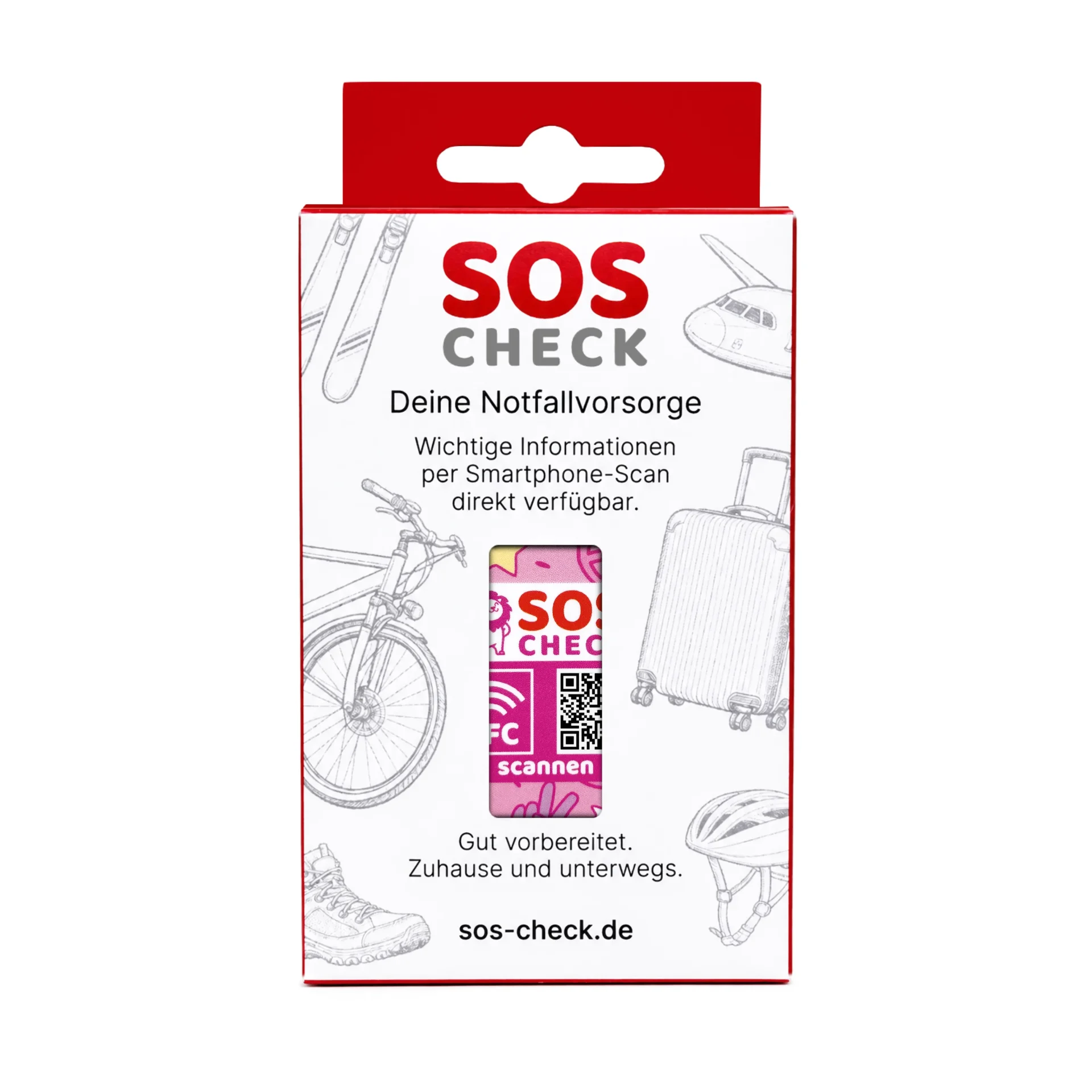 SOS-Check Sticker Kids - Smarter Notfall-Sticker - PET - On-Metal - 30 x 45 mm - 2er Set - pink