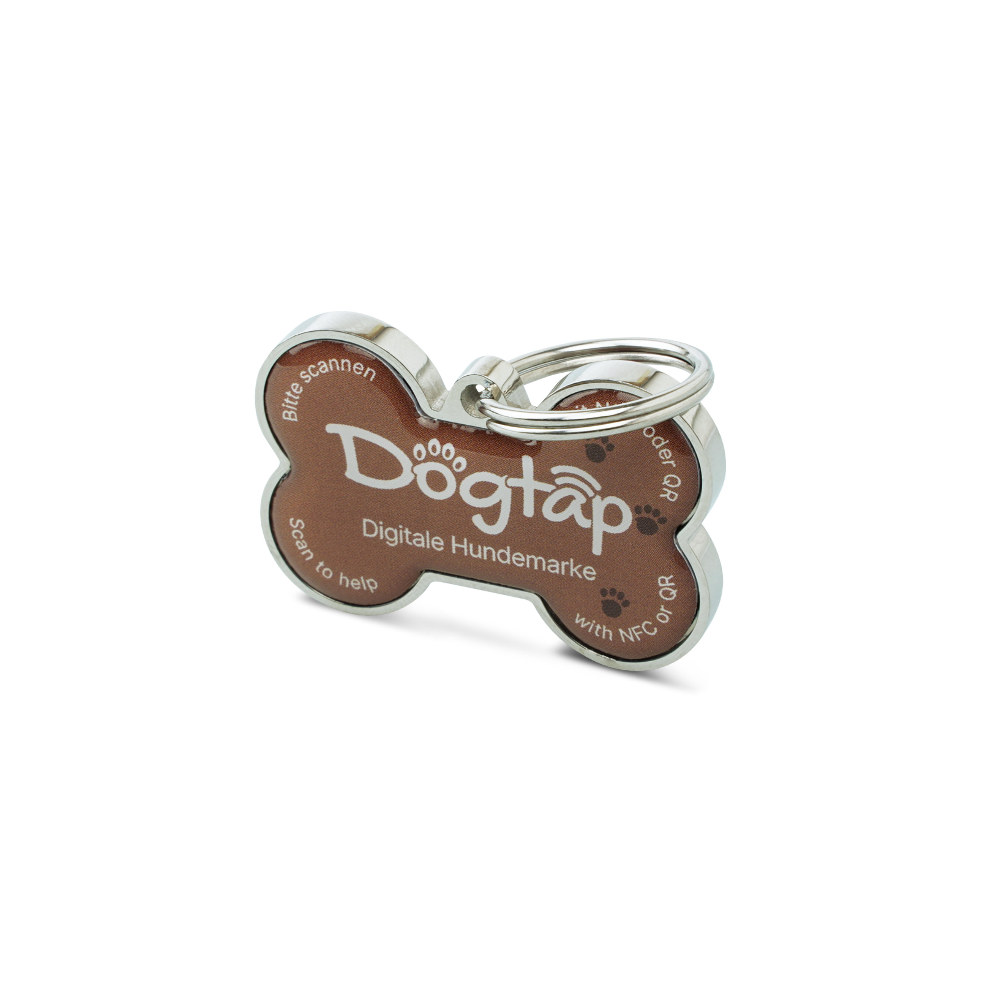 Dogtap Solid - Digital dog tag - PVC / Metal - 41.6 x 28.5 x 4.6 mm - brown