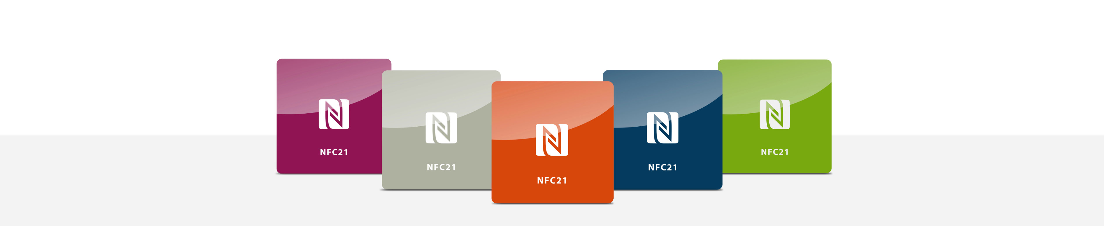 NFC magnets side by side in different colours