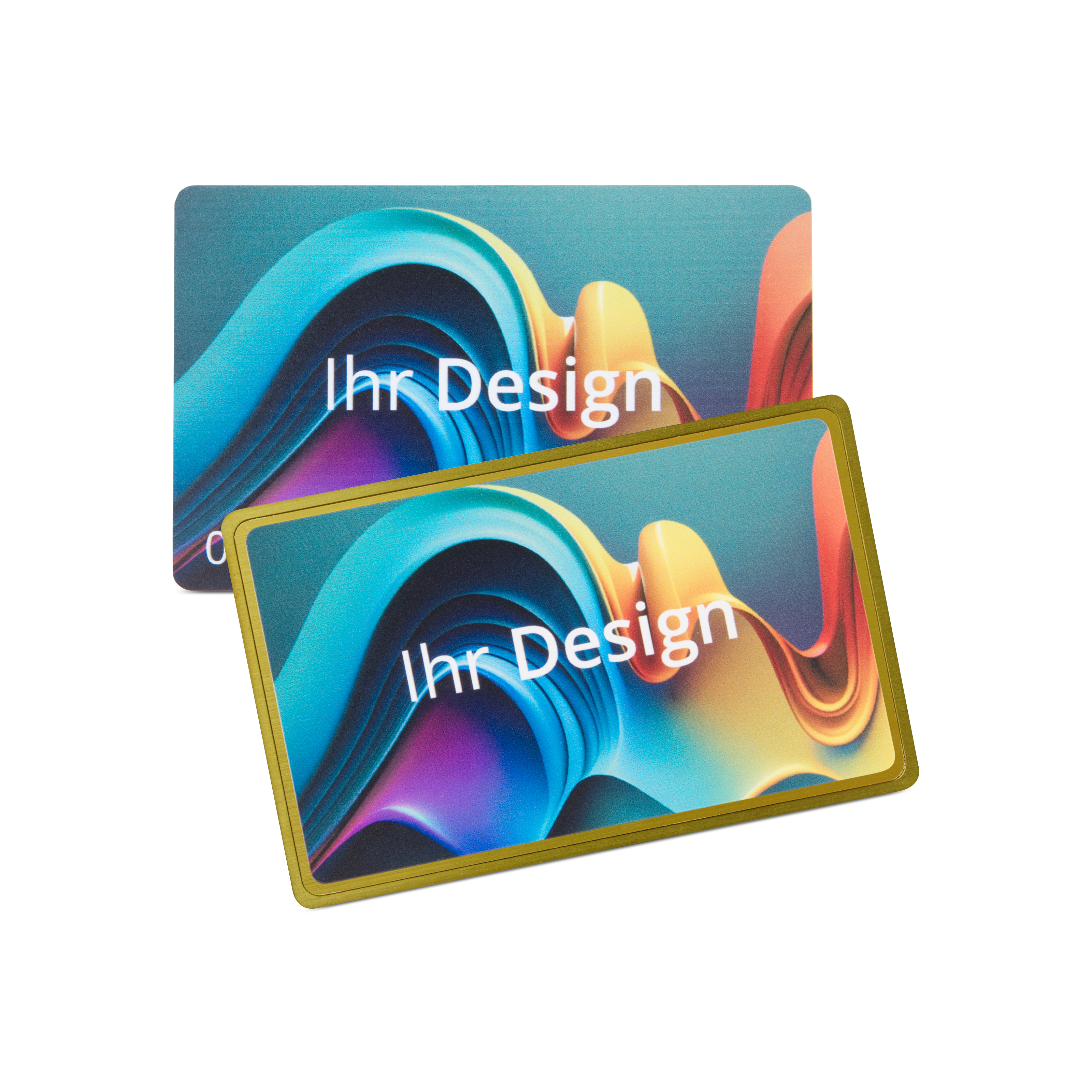 NFC Karte Metall/PVC beidseitig bedruckt - 85,6 x 54 mm - NTAG213 - 180 Byte - gold matt
