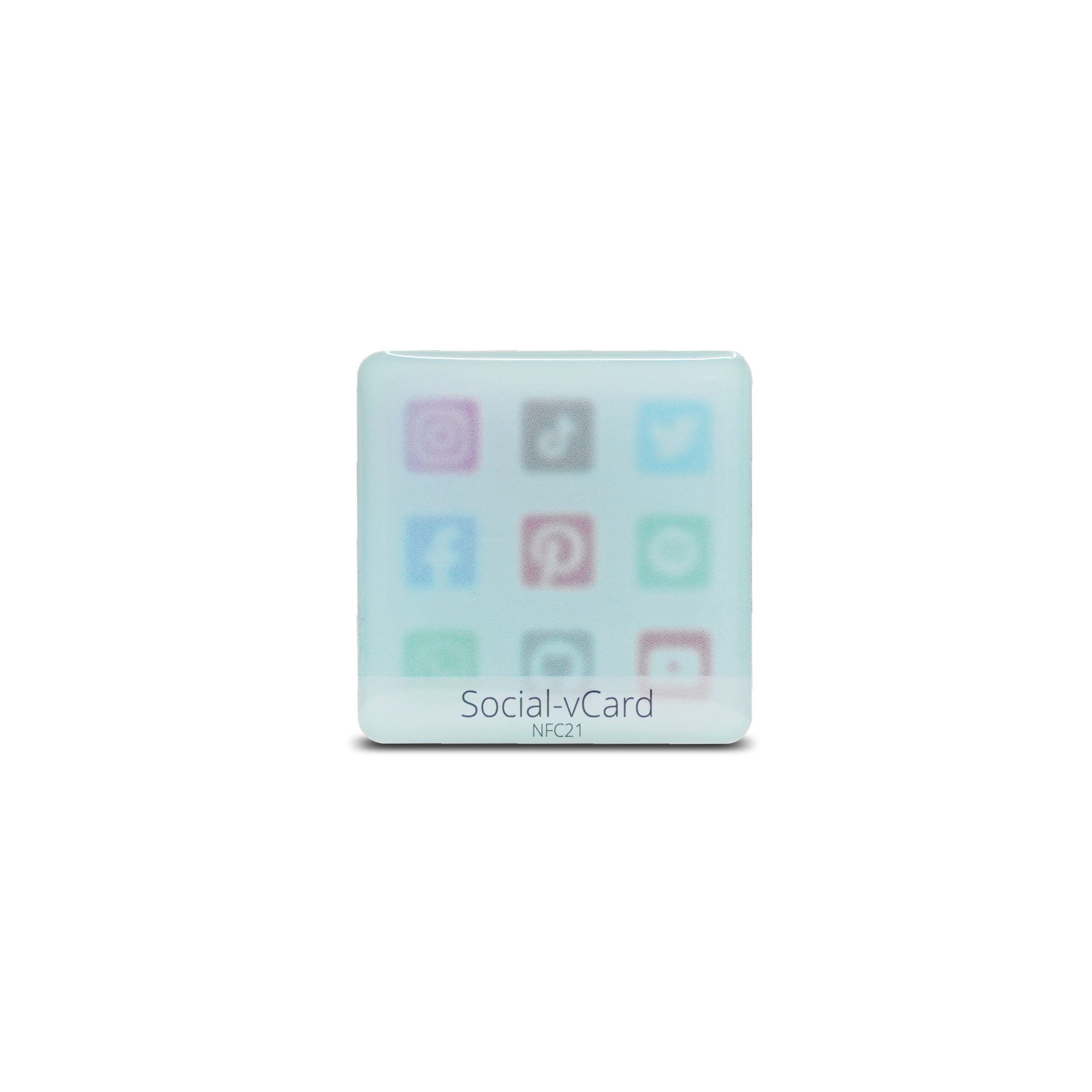 Social-vCard Light - Digitaler Social Media Sticker - PET  - 35 x 35 mm - hellblau