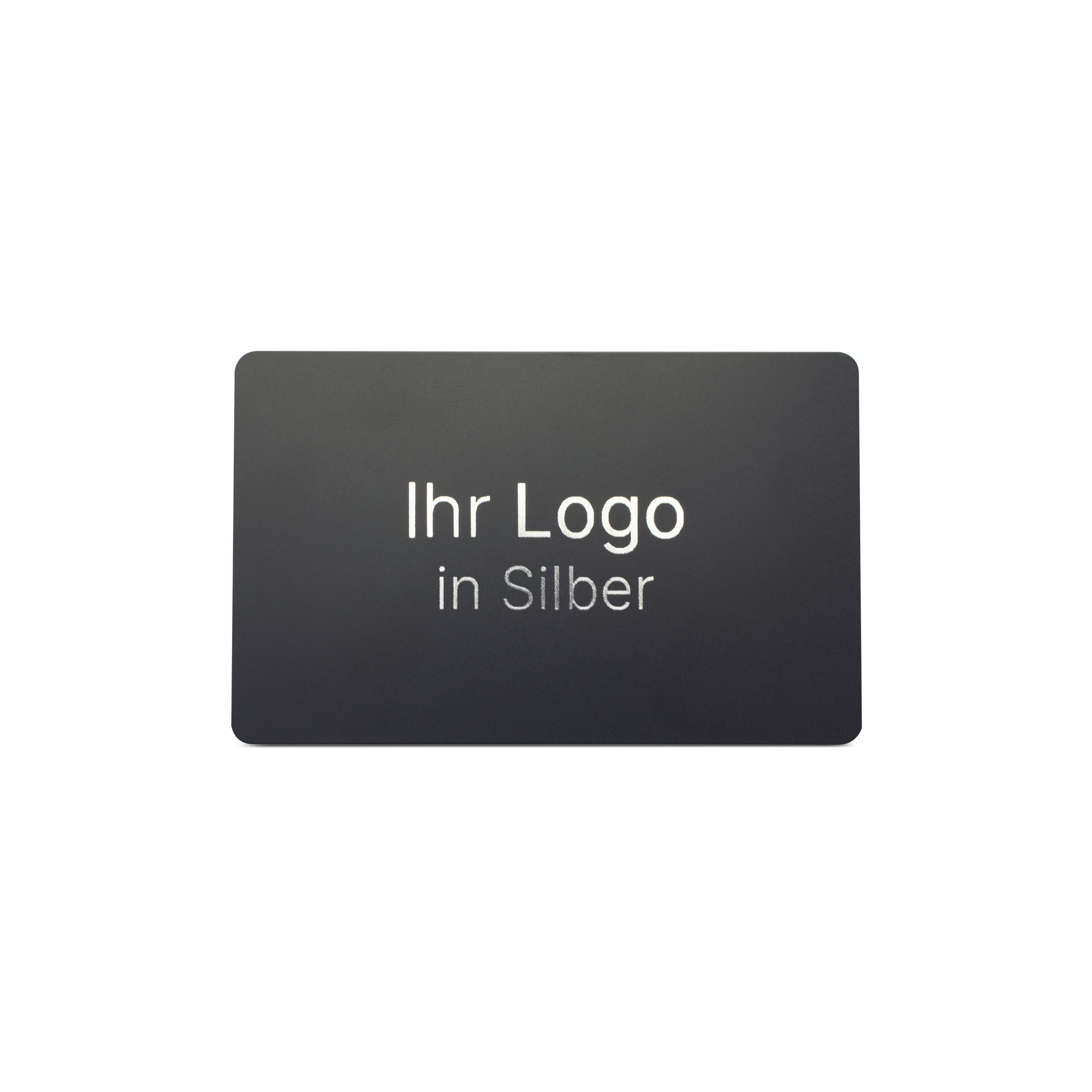 Schwarze NFC Karte aus PVC mit Bedruckung "Ihr Logo in Silber"