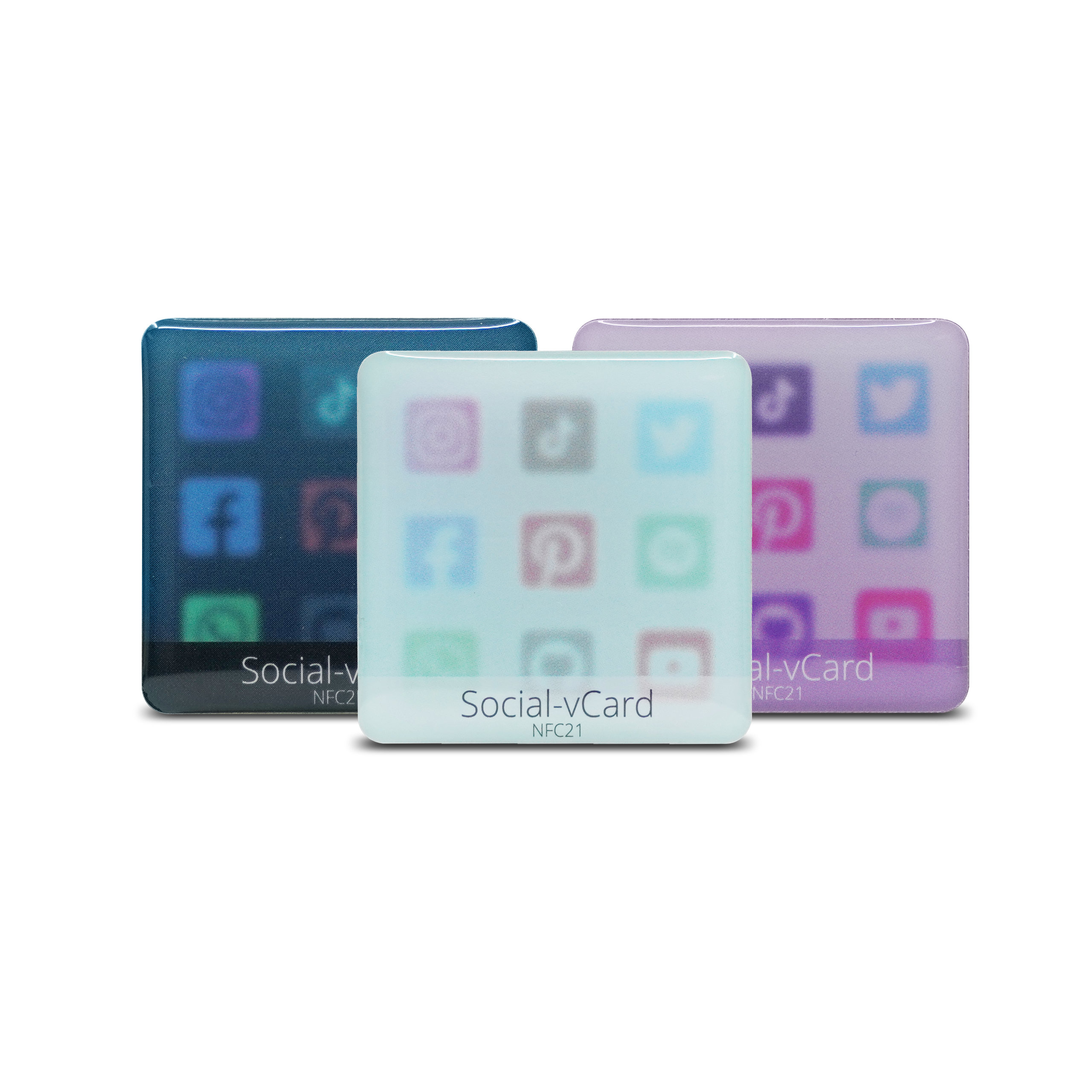 Social-vCard Light - Digitaler Social Media Sticker - PET  - 35 x 35 mm - hellblau