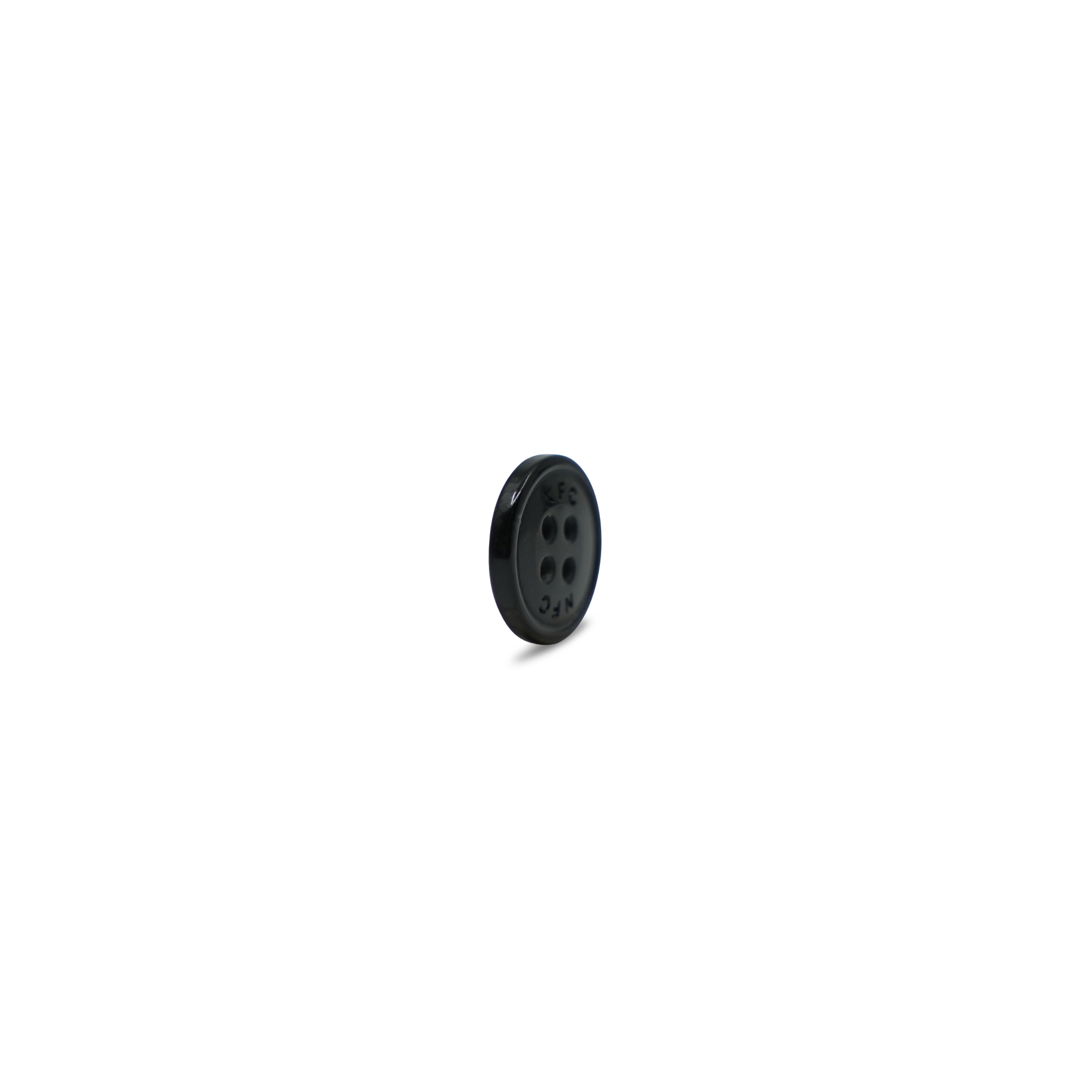 Seitenansicht NFC Kunstharz Knopf in schwarz