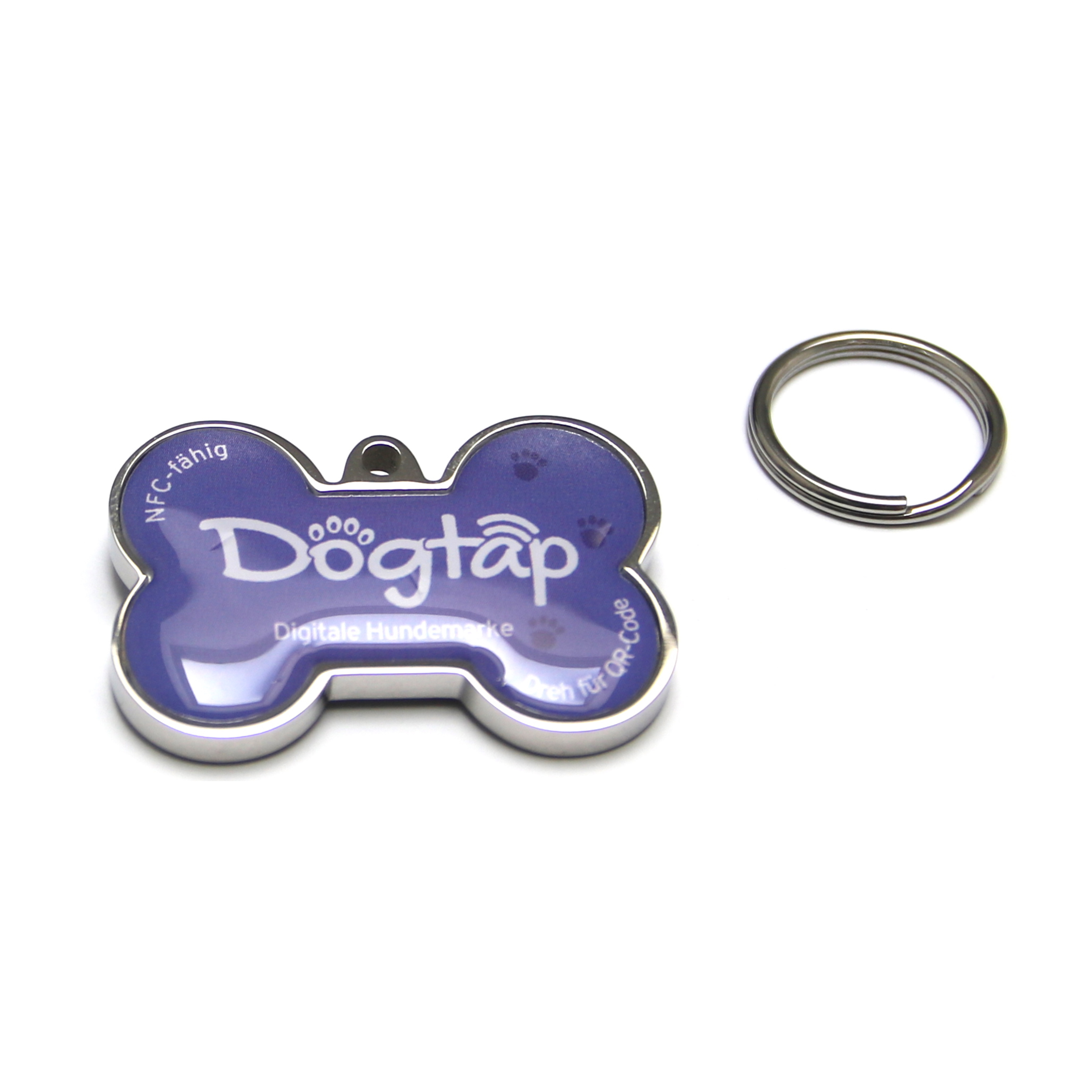 Dogtap Solid - Digitale Hundemarke - PVC / Metall - 41,6 x 28,5 x 4,6 mm - lila