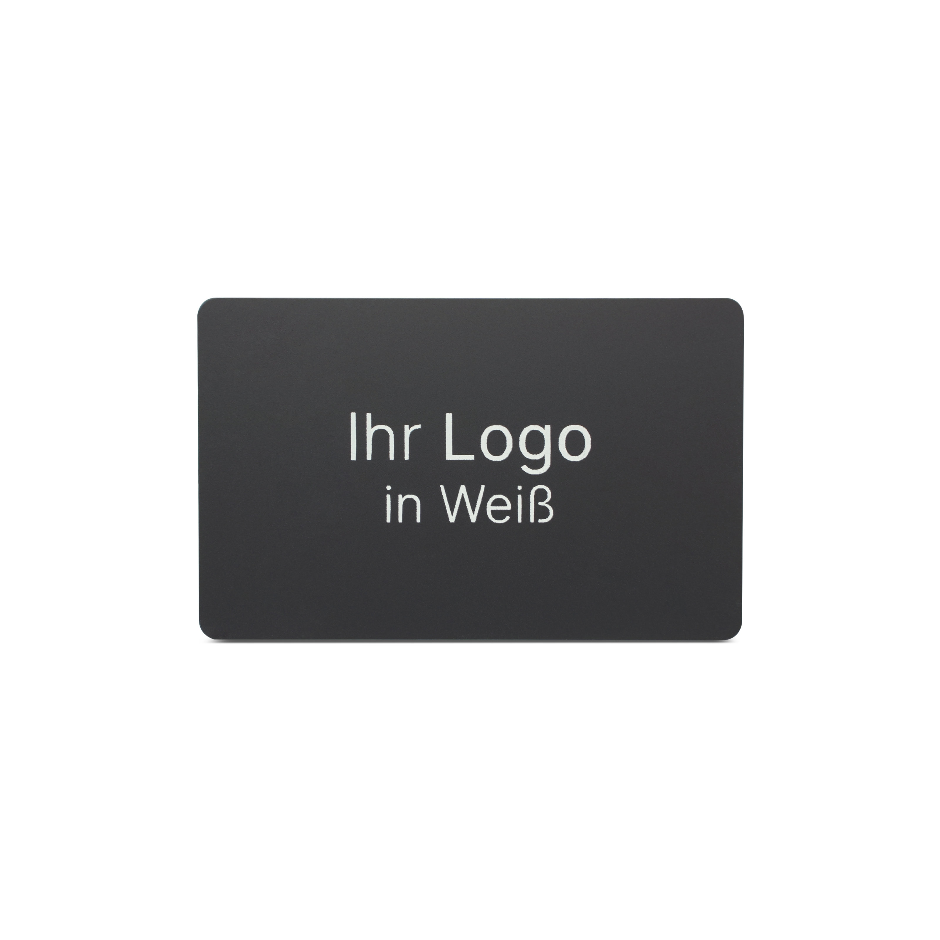 Schwarze NFC Karte aus PVC mit Bedruckung "Ihr Logo in Weiß"